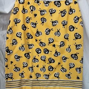 Talbots Yellow Ladybug Print Pencil Skirt Sz 4